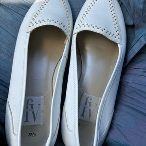 Aj Valenci White Flats with Gold Accents